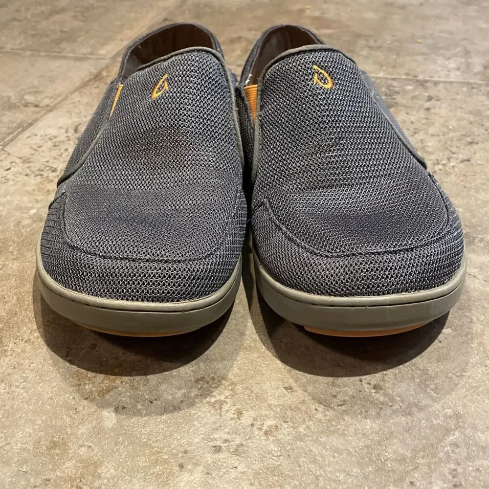 OluKai Nohea Mesh Slip-On Shoes Fog Gray Mens Size 8 EU 41 Fold-Down Heel